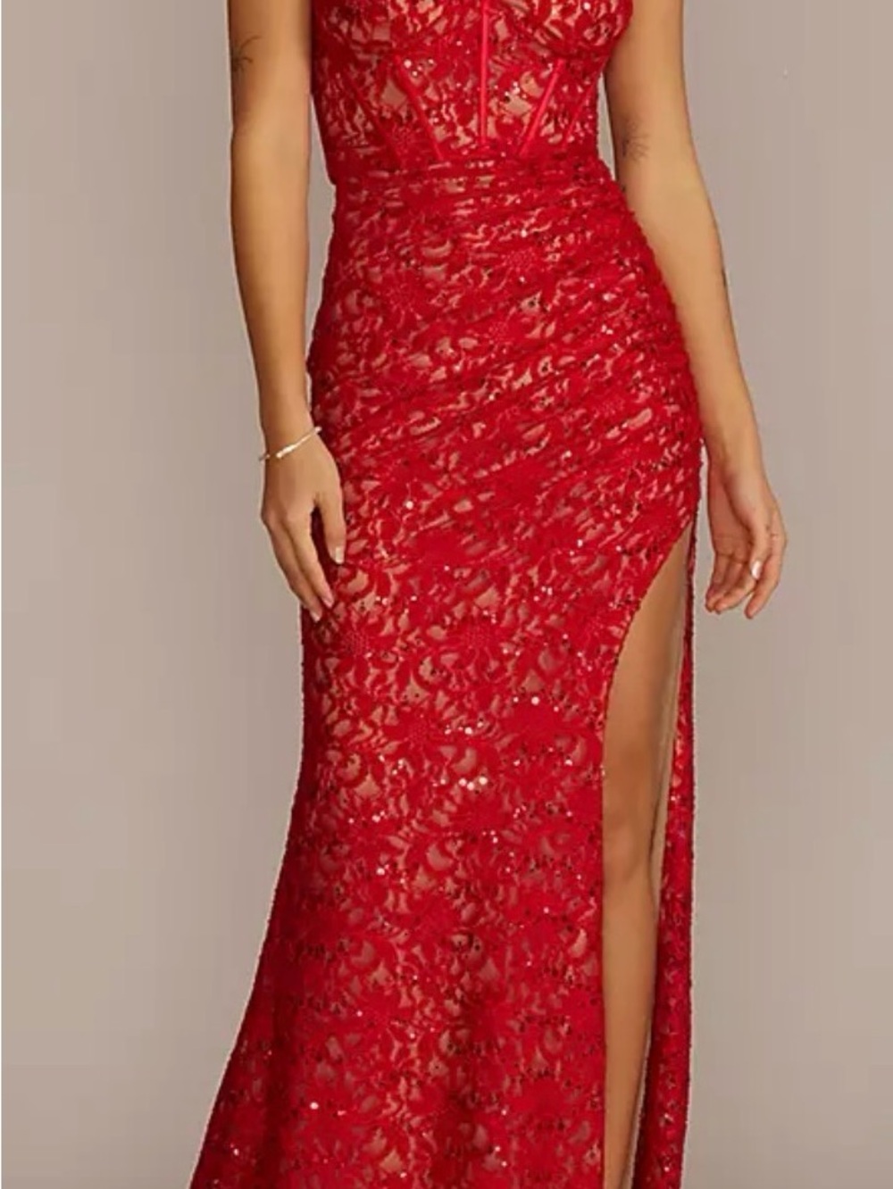 GALINA SIGNATURE
Allover Lace Corset Sheath with Side Slit SZ 10